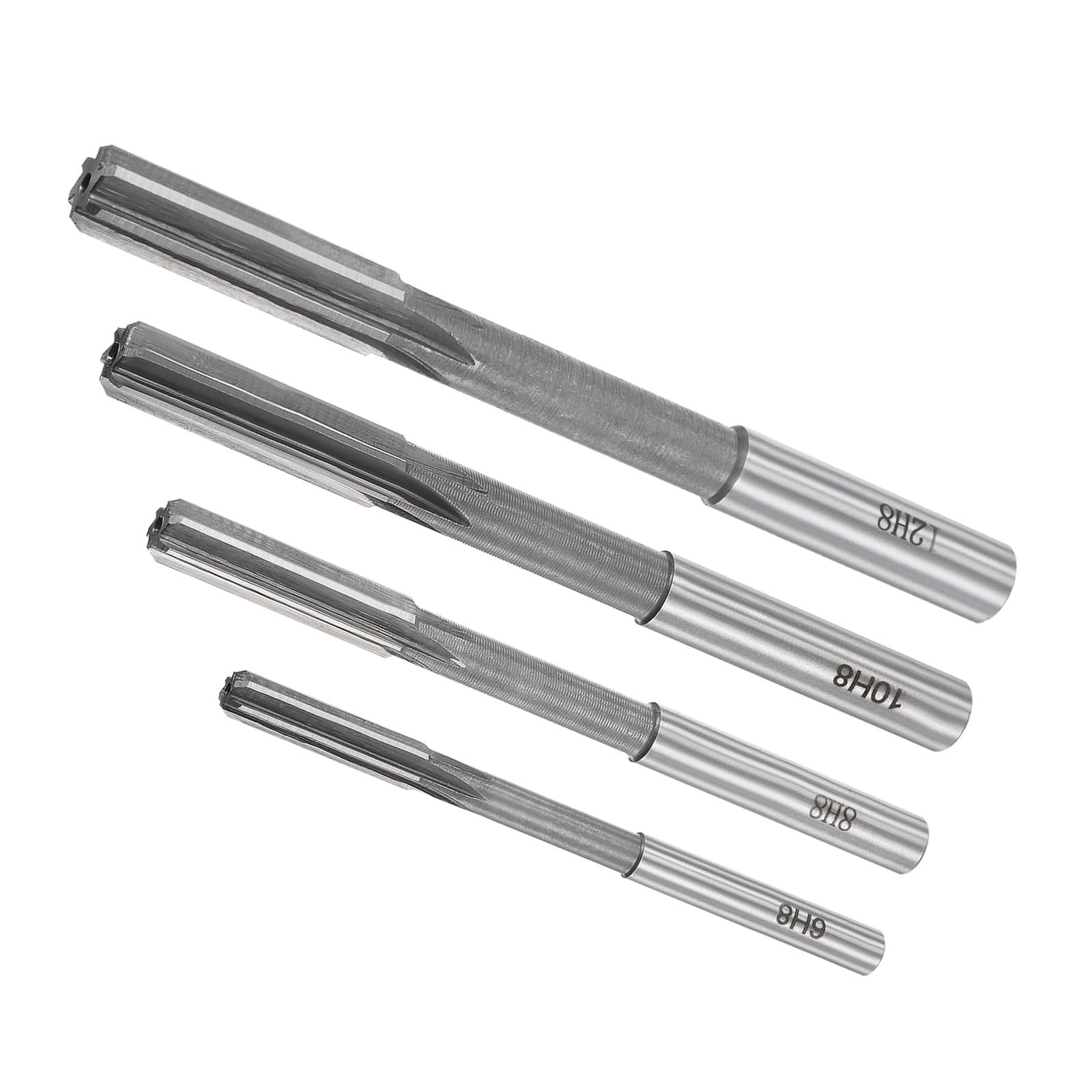 CoCud Chucking Reamer, H8 6mm-12mm Cutting Diameter, High Speed Steel Cutter Tool - (Applications: for Stainless Steel Aluminum Plastic), 4-Pieces