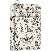 peacoblue RFID Blocking Credit Card Holder for Women - Bat and Damask PU Leather Slim Wallet with ID Window, 6 Card Slots, and Cash Pocket - Perfect for Travel and Gifts
