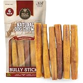 Bully Bunches Premium (6" Jumbo - 6 Pack) Odor-Free Bully Sticks for Medium & Large Dogs - Consistently Sized, Long Lasting C