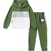 Kxuryueo Boys Sweatsuit Long Sleeve Color Block Hoodie Sweatshirt and Jogger Pants 2PC Sets Fall Clothes (Sizes: 4-8)