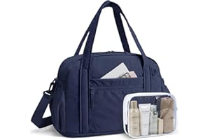 BAGSMART Expendable Travel Bag, Gym Bag for Women, Carry on Weekender Duffle for Women, Navy Blue