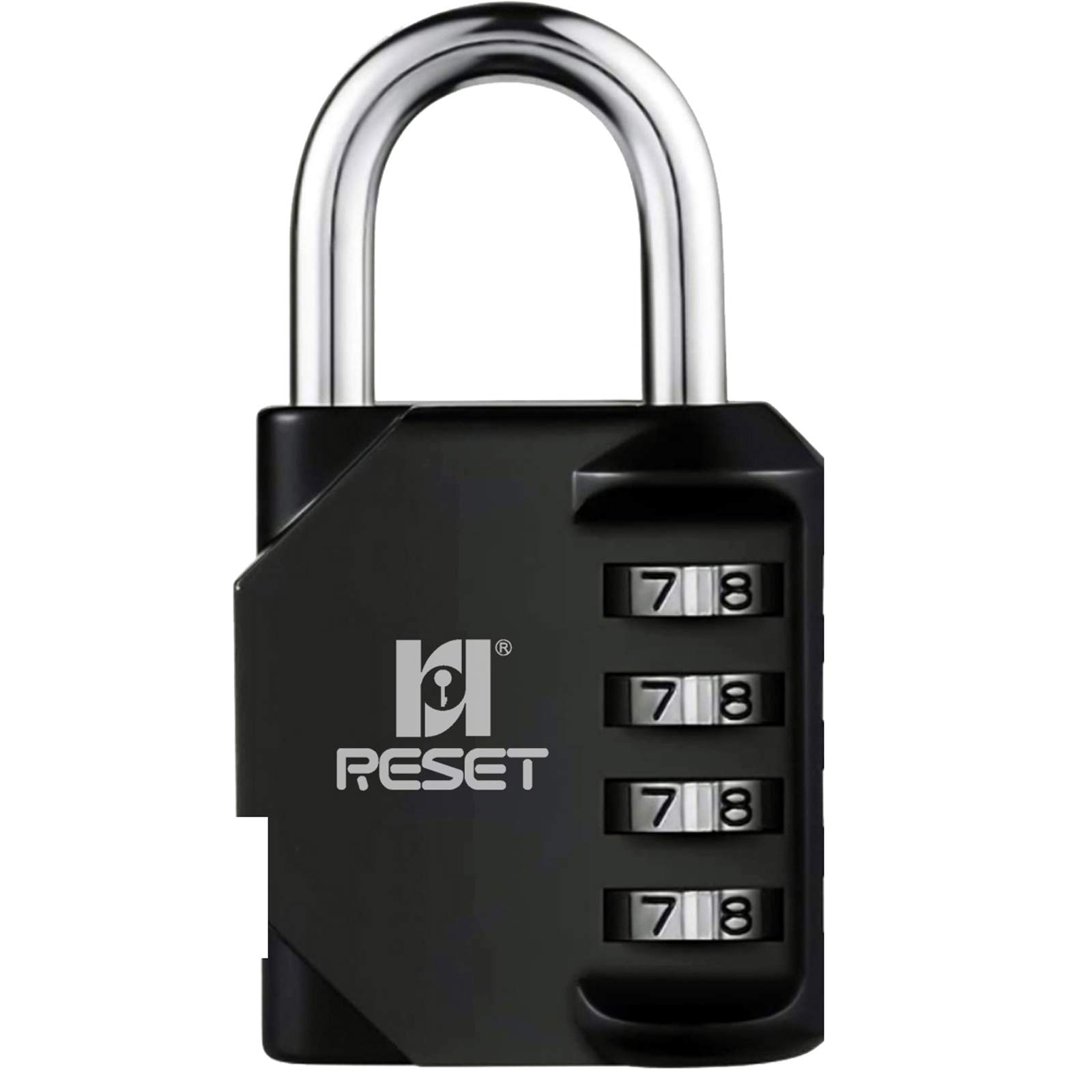 RESET-060 4 Digit Combination Padlock, Outdoor Lock, Indoor Padlock, Ideal for School Locker, Gym Locker, Fence, Gate, Hasp, Shed, Toolbox, Black, 1-Pack — image 1
