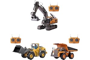 GENERIC Mudsterz - Mudsterz Trucks, Mudsterz Excavator, 2.4GHz RC Construction Vehicle with Cool Lights and Real Sounds, Realistic Engineering Design, Metal Parts, Little Builders, Big Action (A1+B1+C1)