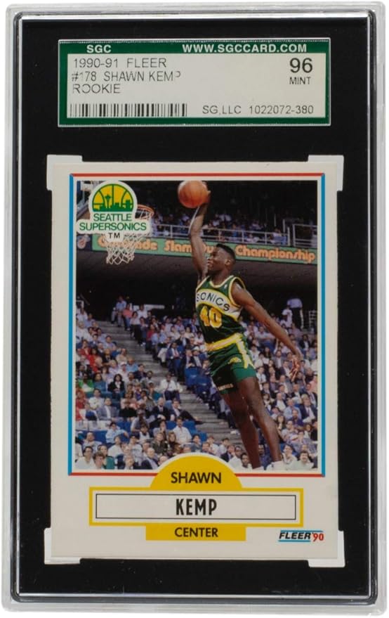 Shawn Kemp 1990 Fleer 178 Seattle Rookie Basketball Card SGC Mint at