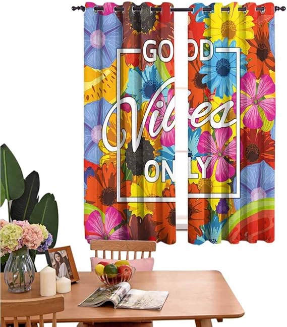 Cortinas perforadas para sala de estar con flores exóticas en colores