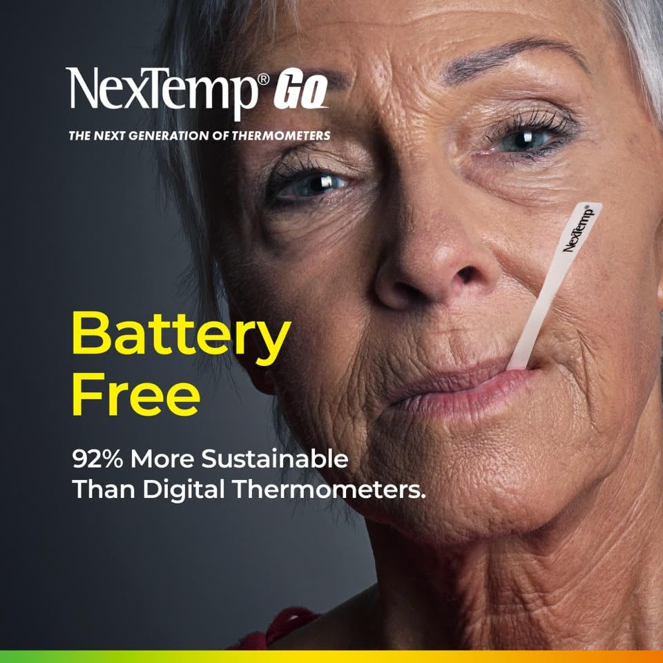 NexTemp® Go Oral Disposable Thermometers, Accurate Fast Read Temperature Thermometer in 10 Seconds, Hygienic, Use Anytime Anywhere for Adults, Kids, Travel, Home or First Aid Kit, Fahrenheit,12-Pack