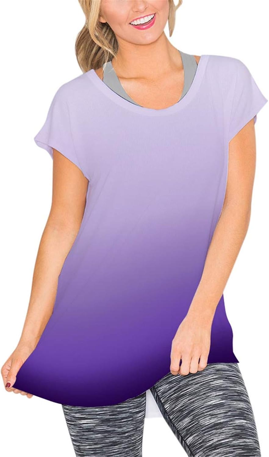 MODARANI Purple Gym Workout Tops for Women Cap