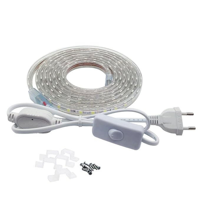 LED Streifen 3 Meter mit Schalter, 5050 IP65 LED Strip, 230V, Weiß