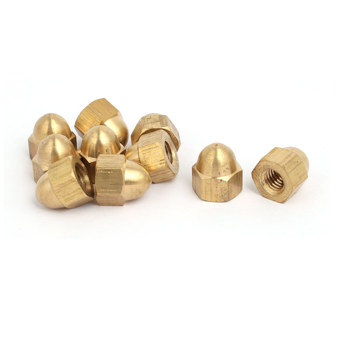 Sourcingmap 10pcs M6 Female Thread Nut DIN1587 Dome Cap Head Hex Brass Tone