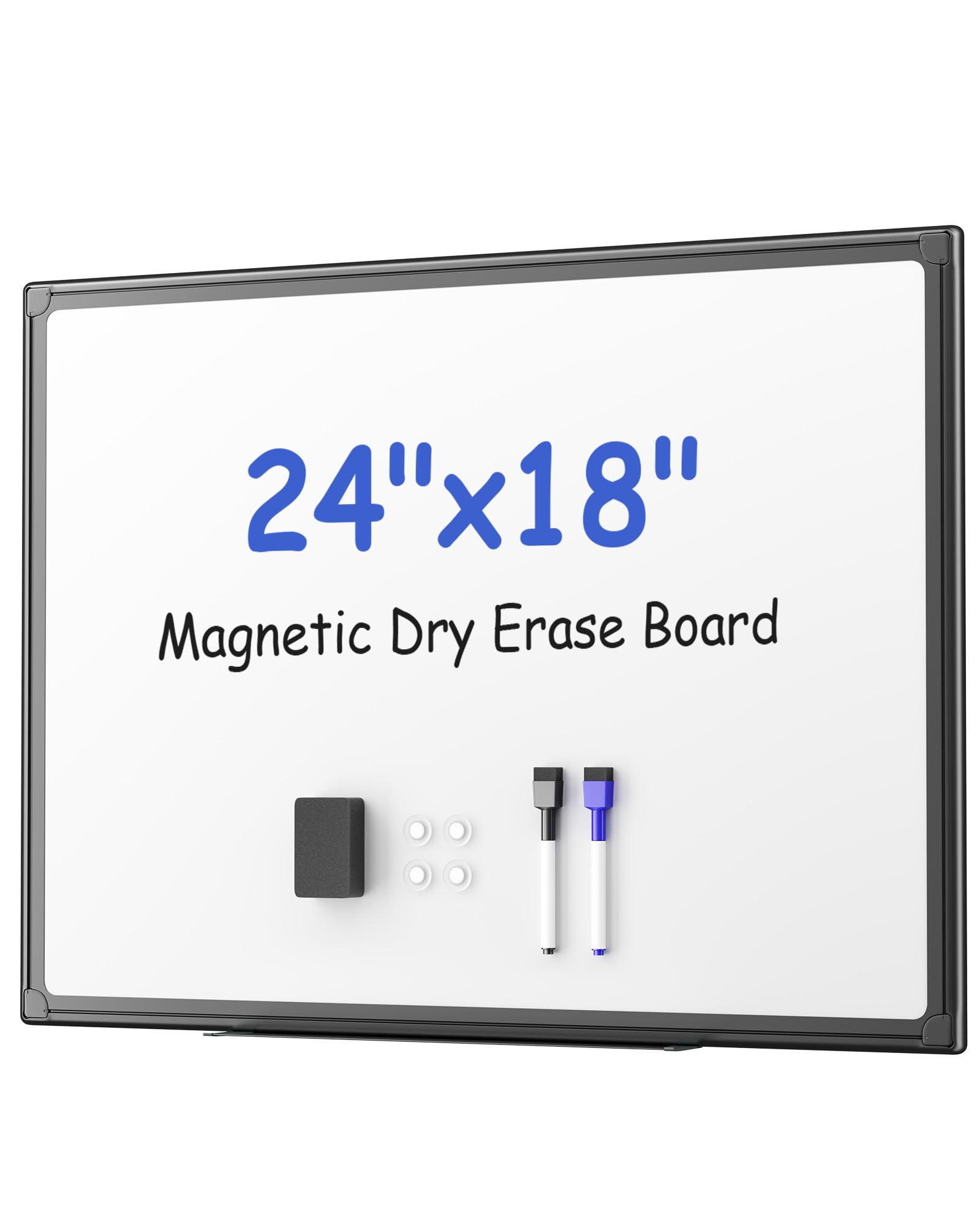 Photo 1 of **the photo is not correct size***VUSIGN Black Aluminum Magnetic White Board 2.8ft x 3.8ft with Dry-Erase Eraser, Multicolor Markers, Magnetic Pins for Office, Home, School