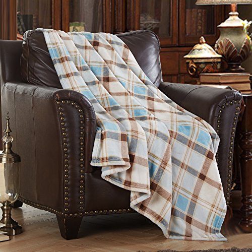 MERRYLIFE Throw Blanket Plaid Sherpa | Ultra-Plush Soft Colorful Oversized | Decorative Couch Travel Blanket | (50" 60", Island Travel) - Thumbnail 6