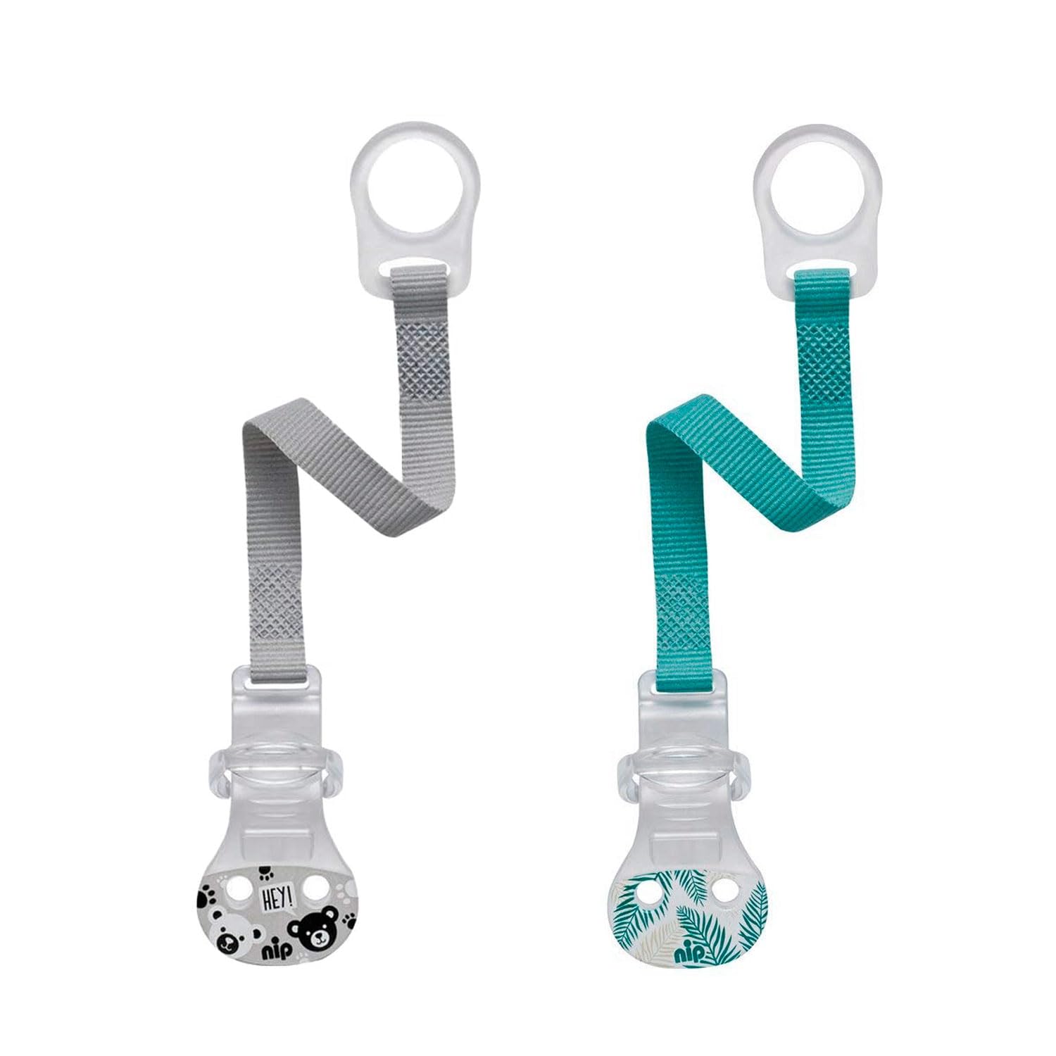 nip® Dummy Strap with Ring, Set of 2 for Boys with Simple Clip System for all Dummies Without Ring, Flexible Silicone Attachment Ring - Made in Germany