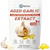 Dgtkayi Aged Garlic Extract - 8500mg Odorless 300 Softgels, 2 Years Matured | Aged Organic Garlic Supplements for Heart &amp; Immune Support - Natural Antioxidant Supplement, Non-GMO, Gluten-Free, Vegetarian
