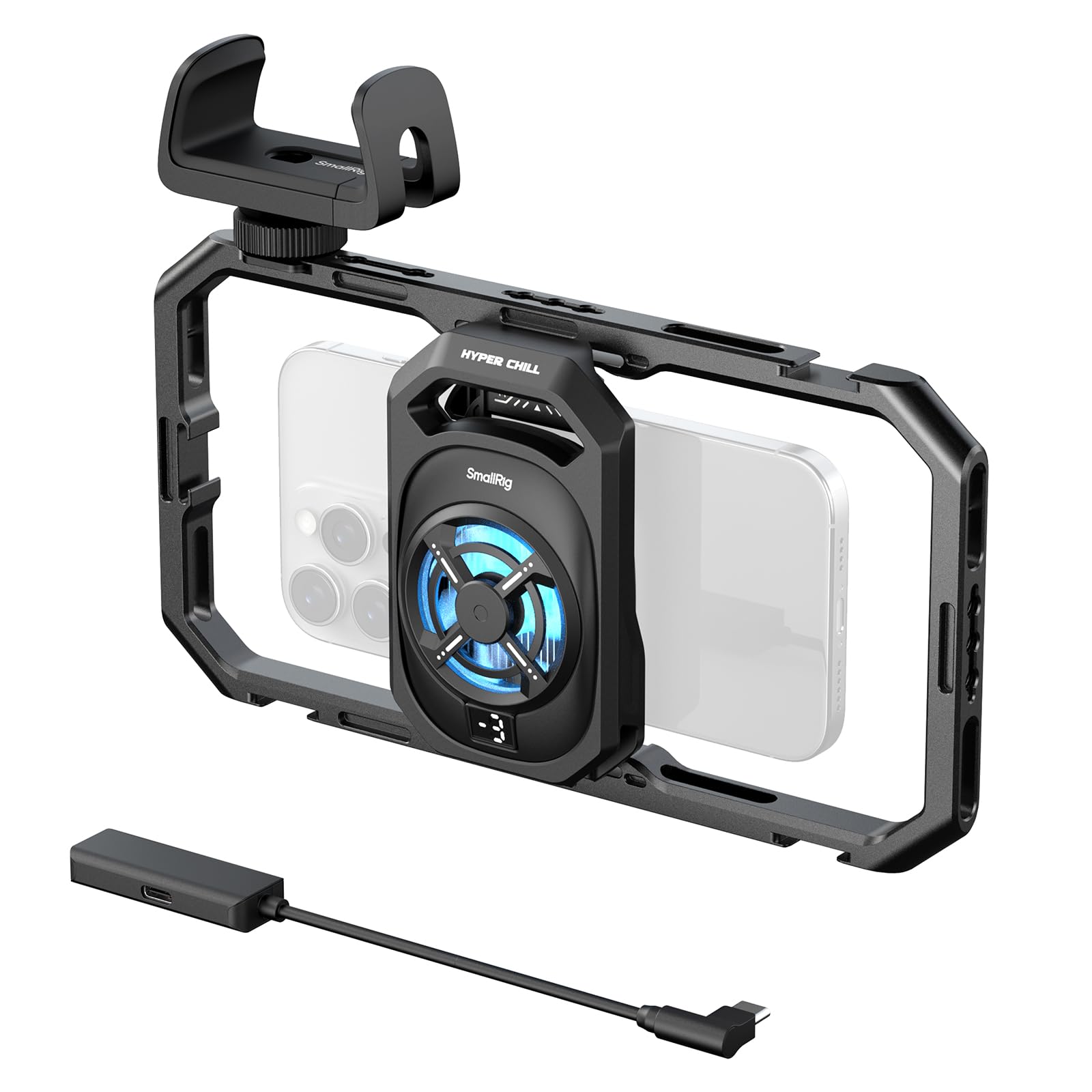 Photo 1 of SmallRig Universal Hyper Chill Cooling Phone Cage for iPhone/Android, with 15W Active Cooler & 2-in-1 USB-C Adapter & Power Bank Holder, Compatible 2.5-3.1" Phones, Live Streaming Video Shooting-5275