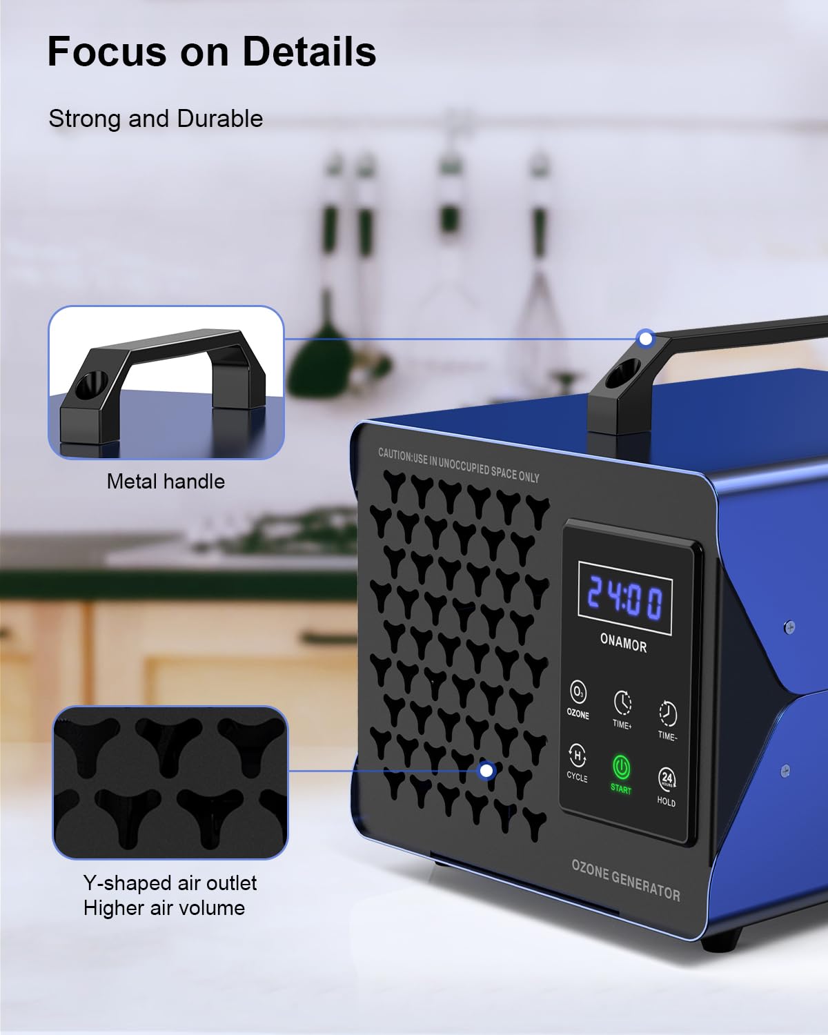 ONAMOR Digital Ozone Generator Odor Eliminator 99,000mg, High Capacity Ozone Machine Odor Removal Up to 8,000 Sq.Ft, Ionizer Deodorizer Ozonator for Home, Car, Smoke, Pet Room