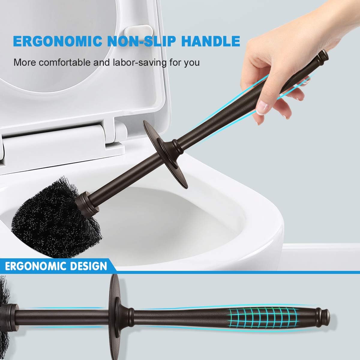 Homemaxs Toilet Brush and Holder 2 Pack 【2021 Upgraded】 Deep Cleaning Toilet Bowl Brush Set Ergonomic, Sturdy Bathroom Accessories Plastic: Home & Kitchen