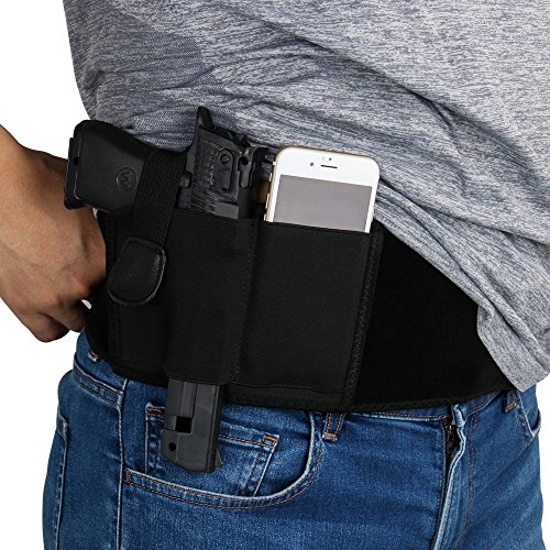 ZHW Adjustable Women Men Band Holster For Concealed Carry ,Hand Gun Elastic Holder For Pistols ,Waist Band Handgun Carrying System (Right)