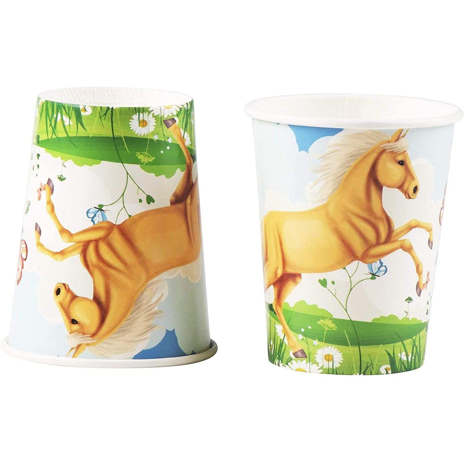 Juvale Horse Birthday Party Supplies, Paper Plates, Napkins, Cups, Cutlery (Serves 24, 144 Pieces)