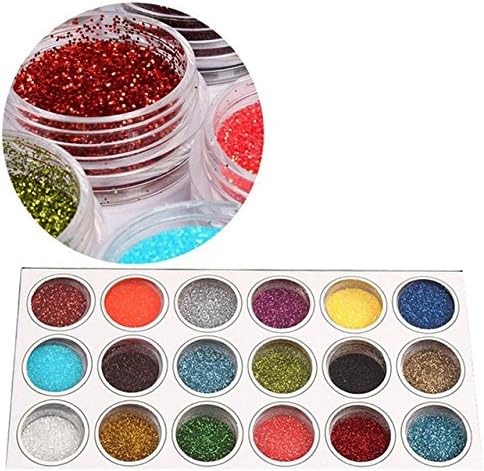 Multicolors Powder Pigment Glitter Mineral Spangle Eyeshadow Makeup Mixed Color Glitter Powder Eyeshadow Makeup Eye Shadow Cosmetics DIY Nail Art Shining Twinkle Glean Sparkle Glitter (18pcs)