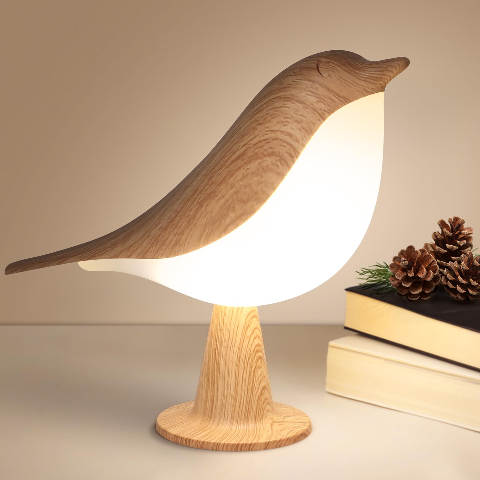 Photo 1 of VoMii Touch Bird Table Lamp, Small Cordless Desk Lamp, 3 Color Temperature with Dimmable Birghtness, Cute Night Light Built in 2600mAh Rechargeable Battery for Bedroom Bedside Nightstand Office Decor