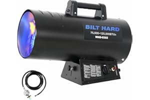 BILT HARD 125,000 BTU Propane Torpedo Heater, Portable Forced Air Heater with Adjustable Output for Garage & Jobsite, CSA Listed
