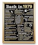 Geefuun 40th Birthday Gift Card Party Decorations - 1979 Sign Wedding Anniversary 40 Year Old Poster for Women Men, with Gold Frame
