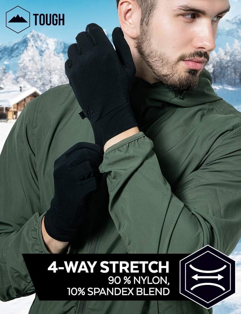 Running Gloves with Touch Screen - Winter Glove Liners for Texting, Cycling - Thin & Lightweight Cold Weather Thermal Gloves: Clothing