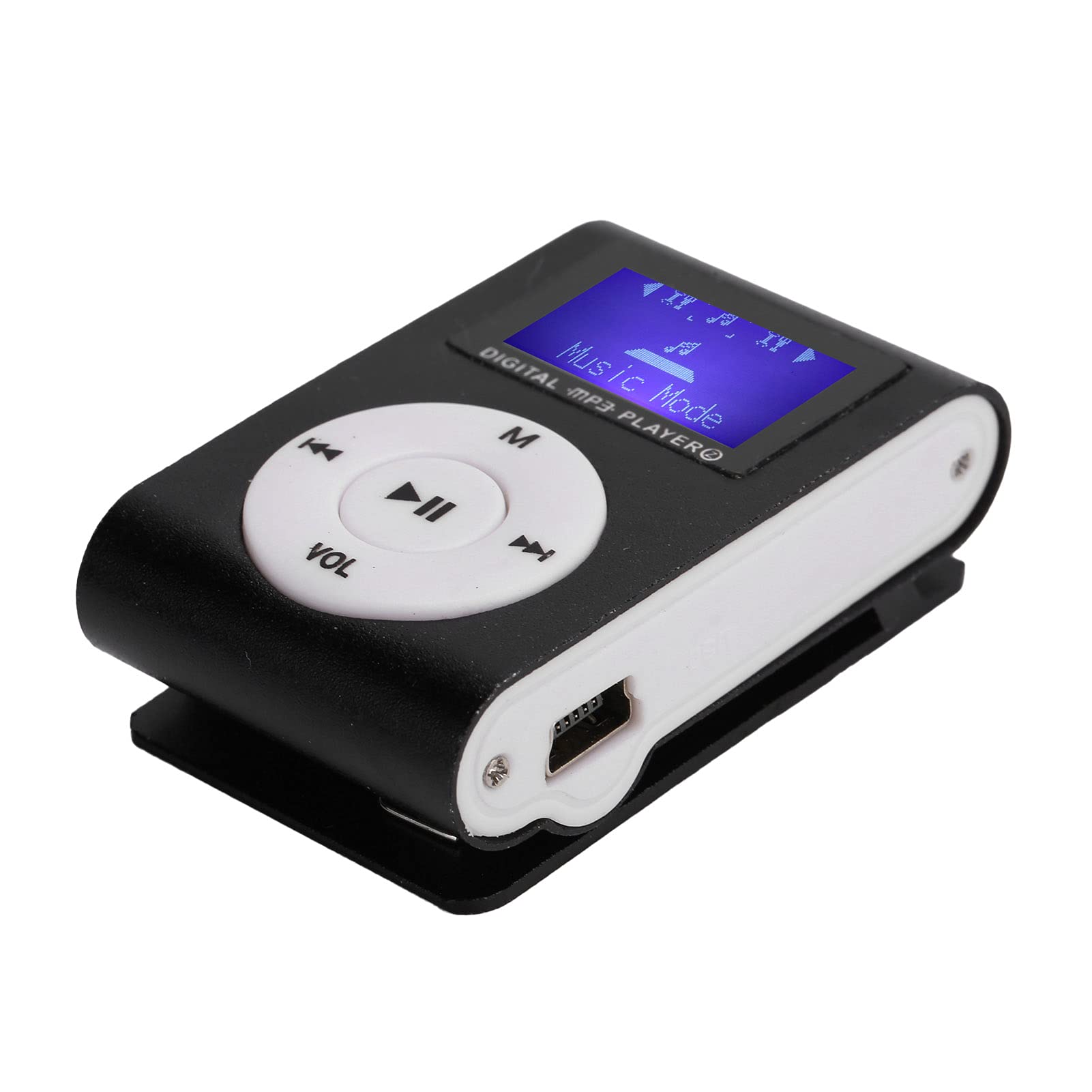 Portable MP3 Player, LCD Screen Aluminum Alloy MP3 Music Player, Sports Back Clip Mini MP3 Player Support Memory Card with Earphone for Outdoor Carry Exercise(black)