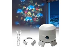 Dynamic Rotating LED Projector Light, USB Rechargeable LED Projector, Snowflake/Christmas/Oceans Dynamic Patterns, 360° Rotat