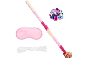 Pinata Sticks Set, 76cm/29.92in Sturdy Pink Pinata Stick with Blindfold Rope & Confetti for Kids Adults Themed Party Fun and 