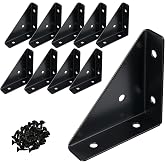 2-9/16" Corner Brace L Bracket for Wood &ndash; 10 Pack Right Angle Brackets | Iron L Bracket for Bookshelf/ Table/ Desk &amp; Bed Frame Stabilization Repair &ndash; Easy DIY Fix for Shaky Furniture