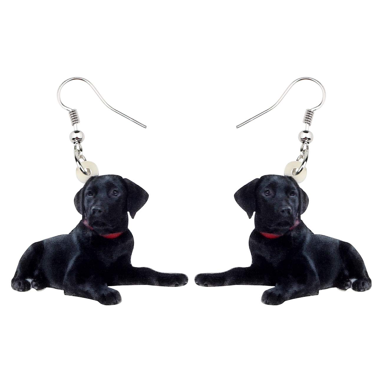 DUOWEI Acrylic Labrador Dog Earrings Pets Dangle Jewelry for Women Gifts (Black)