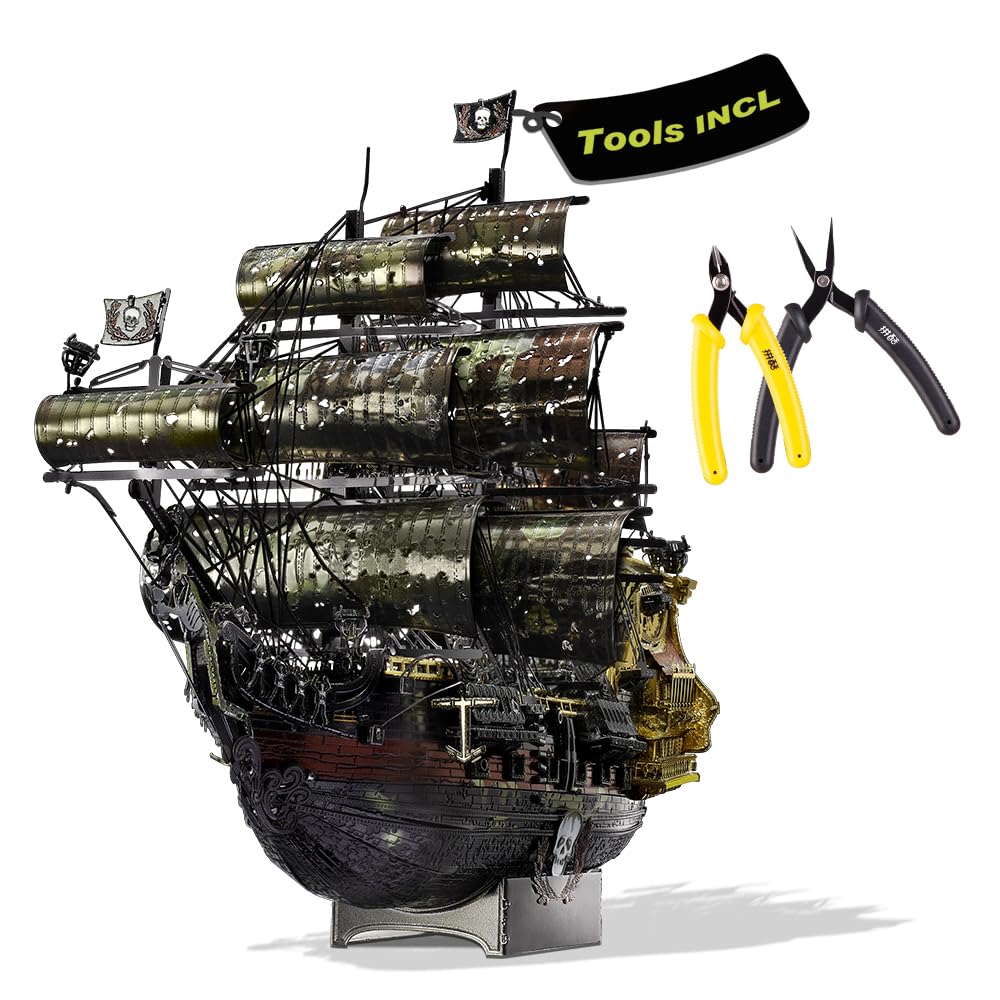 Piececool Metal 3D Puzzle Queen Anne's Revenge with Tool, Pirate Ship Model Kits for Adults to Build, 304 Stainless Steel, Assembly is required, Difficulty level 5 — image 1