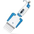 MICROLIT Multi Channel Pipettes with Adjustable Volume, Accurate and Calibrated Micropipette for 5-50ul Liquid Capacity, 8-Channel Micropipettes Compatible with Pipette Tips