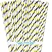 Striped Paper Straws - Yellow Gray White - 7.75 Inches - Pack of 100 - Outside the Box Papers Brand