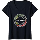 Womens Ethiopian traditional dress clothes habesha V-Neck T-Shirt