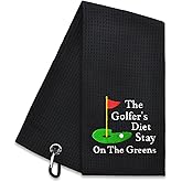 Hafhue The Golfer's Diet Stay on The Greens Embroidered Golf Towel, Golf Accessories for Men Women, Golf Gift for Men Women, Retirement Gift for Dad Grandpa Golf Lover Golf Fan