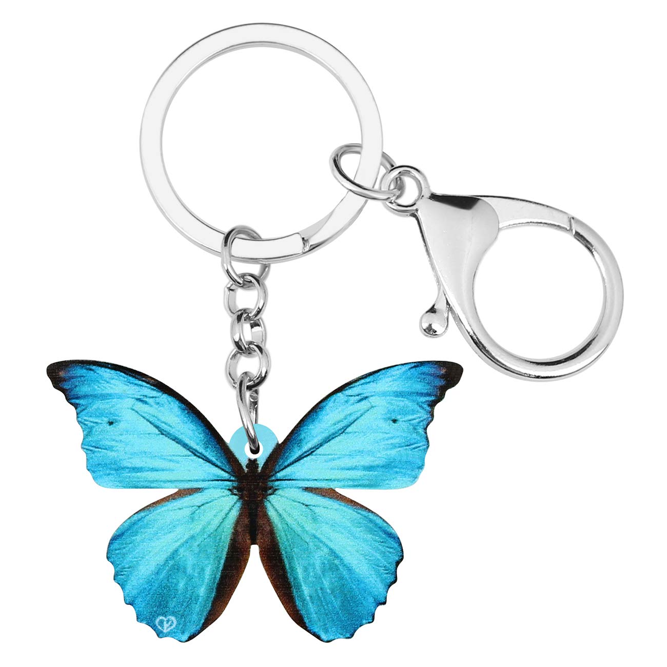 DUOWEI Vivid Acrylic Morpho Monarch Butterfly Keychain Handbag Charm Keyring Summer Gift for Women (Blue)