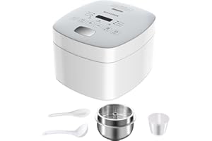 Novaspark - Low Carb Rice Cooker, Stainless Steel Interior, 5 Cups, LED Display, Timer