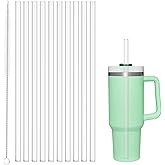 10 Pcs Replacement Straws Compatible with Stanley 30 oz Cup Tumbler, Reusable Plastic Straws with Cleaning Brush for Stanley Adventure Travel Tumbler（10.4inch Long）