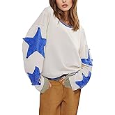 peassa Oversized Sweatshirt for Women Long Sleeve Star Graphic Sweatshirt Lightweight Crewneck Pullover Fall Top
