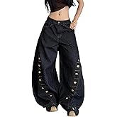 OYICAI Women's Baggy Jeans Wide Leg Embroidered Denim Pants Hip Hop Relaxed Y2k Streetwear