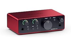 Focusrite Scarlett Solo - Interfaz de audio USB de 4ª generación, para guitarrista, vocalista o productor, alta fidelidad, grabación de calidad de estudio y todo el software que necesitas para grabar