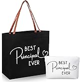 Queekay 2 Pcs Best Principal Ever Bags Principal Gifts for Women Man Appreciation Inspirational Gifts Totes and Makeup Bags for Work