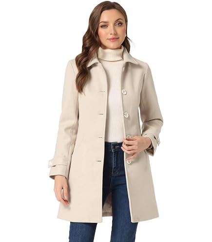 Amazon.com: Allegra K Women's Stand Collar Coats Belted Mid-Long