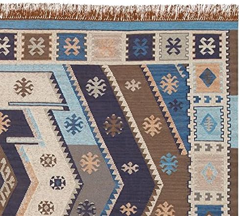 Persian Gianna Recycled Yarn Kilim Indoor/Outdoor Flat Weave Rug Indigo (5x8)