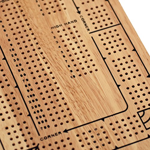 WE Games Classic Cribbage Set - Solid Wood Continuous 4 Track Board with Pegs
