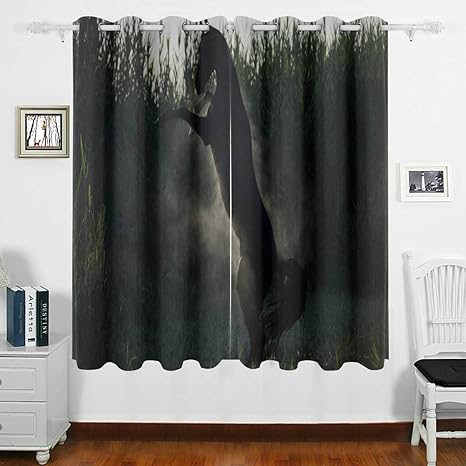 JIUCHUAN Cortinas Opacas para Dormitorio Black Akhal Teke Stallion