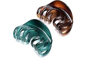 Youxuan Hair Claw for Women, 4 Inch Pretty Hair Clip, Hair Grip for Thick Hair, Coffee and Niagara blue