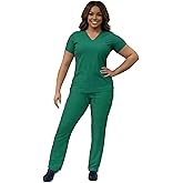 ANGIE UNIFORMS YOGAFLEX - TALL & PETITE. Soft & Stretchy Scrub Set for Women. 2-Pocket Top and 5 Pocket Pants. Modern Fit.